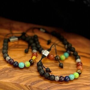 Chakra Lava Beads Adjustable Bracelet